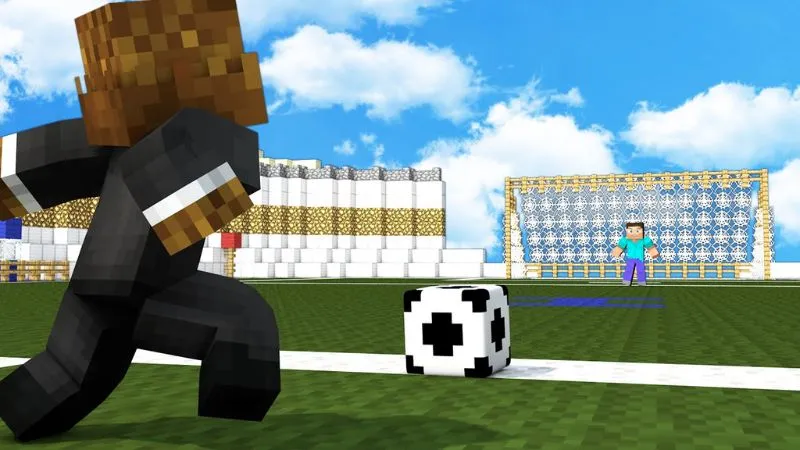 Thi Đấu Bóng Đá Trực Tiếp Trên Sân Vận Động Minecraft Trong Football Mod